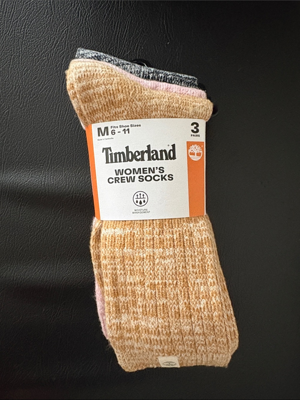 Timberland Crew Socks - Tan, Pink, and Grey Heather (3-Pack)